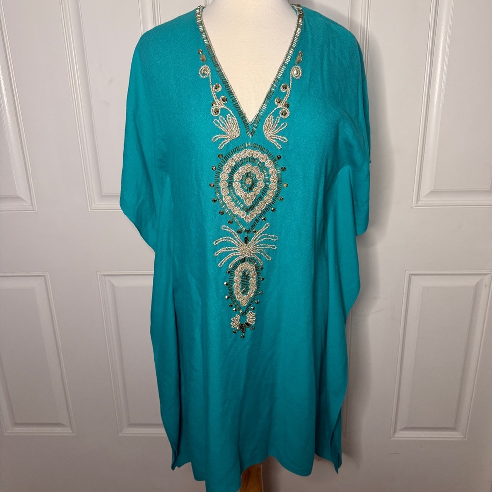 Lilly Pulitzer Turquoise with Gold Embellishments Tunic Cover-Up – Size S/M